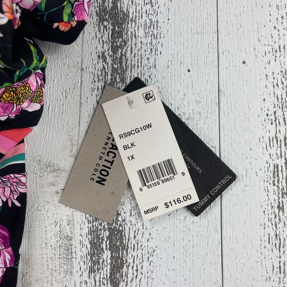 Kenneth Cole Reaction 1X Floral One Piece Swimsuit Tummy Control NWT - Picture 3 of 6